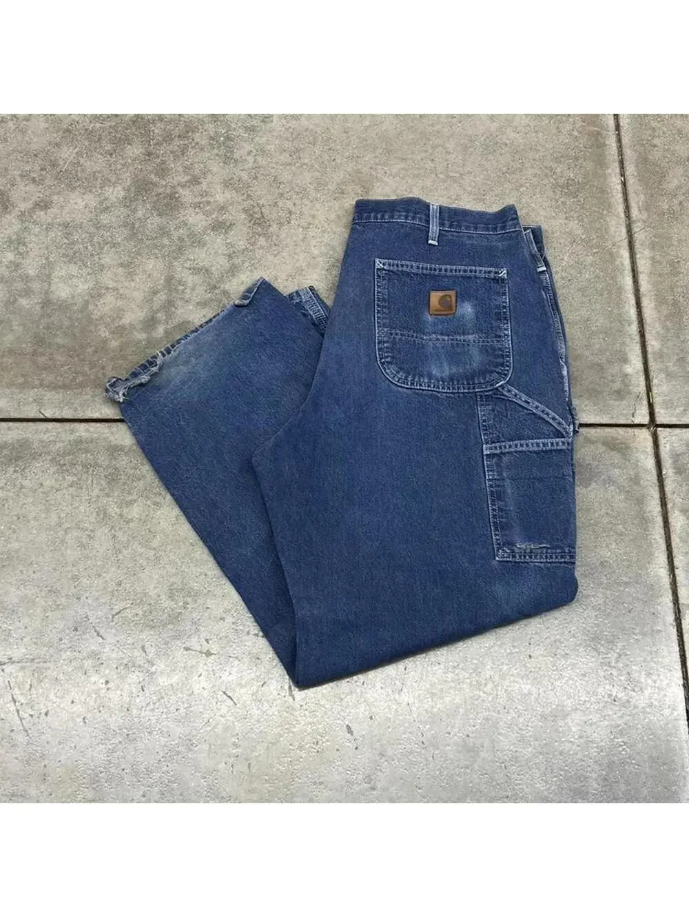 vintage carhartt faded blue relaxed baggy dungaree fit jeans size 38 x 30